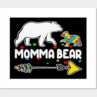 Momma Bear Autism Awareness Gift for Birthday, Mother's Day, Thanksgiving, Christmas Posters and Art